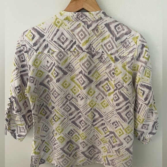JM Collection Aztec Print Linen Blouse - Picture 2 of 9